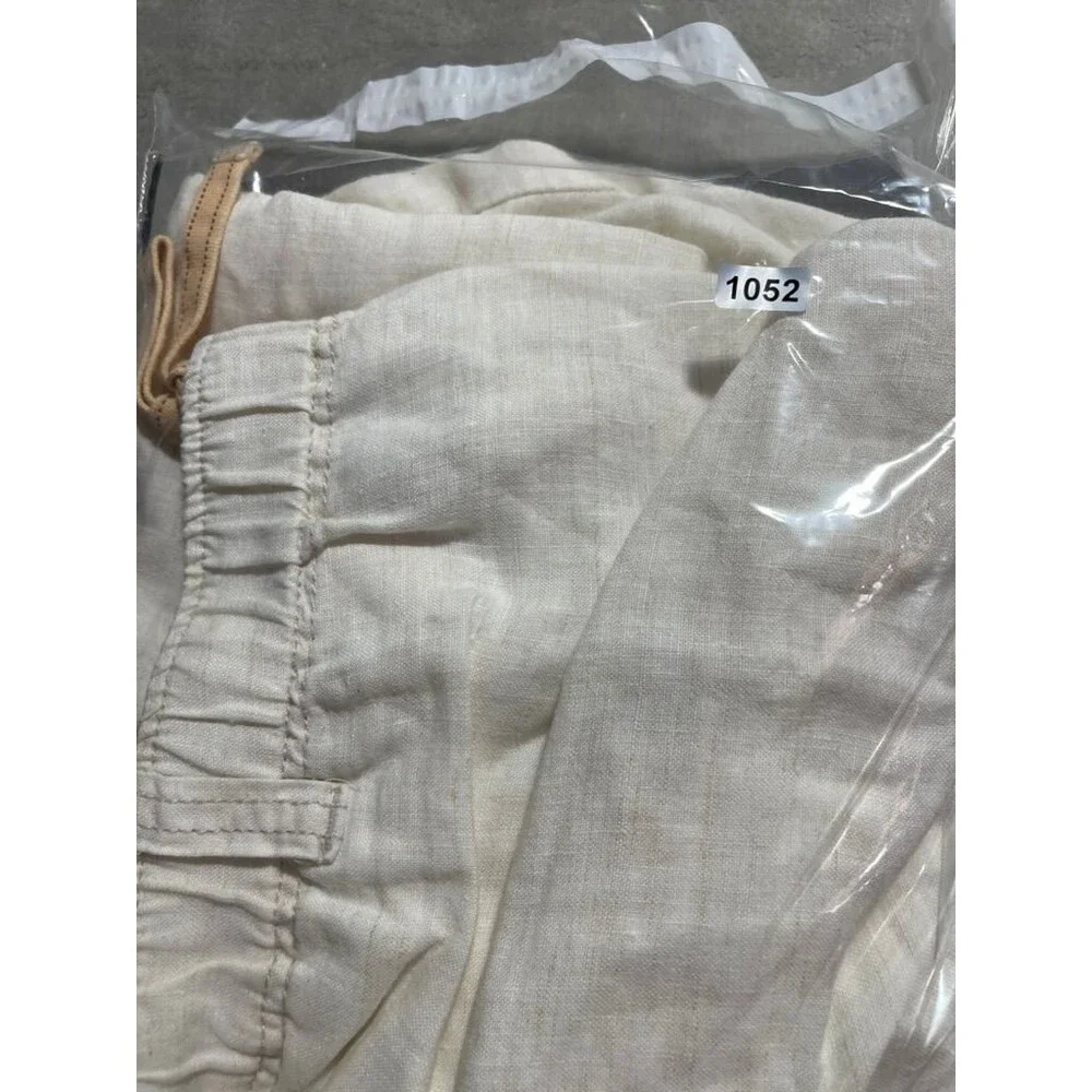 Tommy Bahama Cargo Linen Pants Men XXL 2XL Cream Straight Relax Casual
